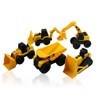 CAT Mini Machine Caterpillar Construction Truck Toy Cars Set of 5, Dump Truck, Bulldozer, Wheel Loader, Excavator and Backhoe Free-Wheeling Vehicles