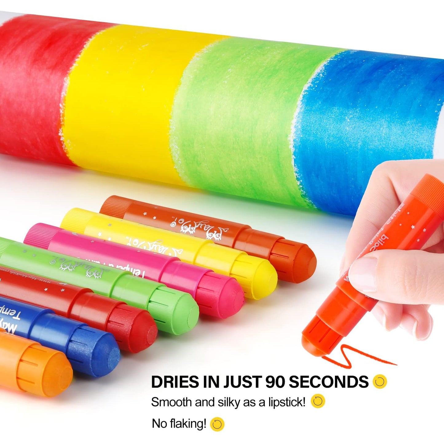 MayMoi Tempera Paint Sticks - 30 Bright Colors, Quick Drying, Easy to Color and Washable Crayons for Teens and Students