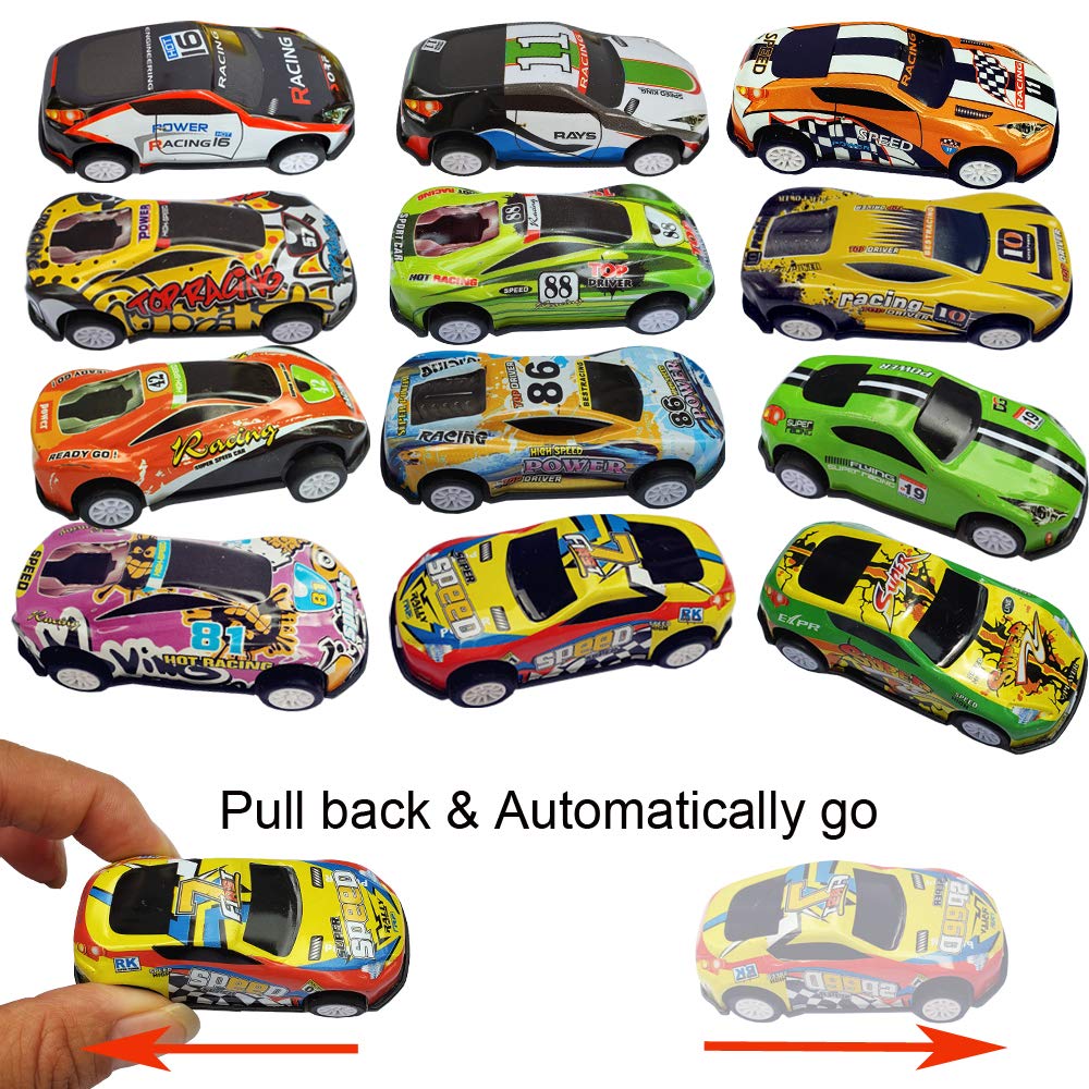 Himeeu 26Pcs Metal Pull Back Racing Car Toy Die Cast Race Cars Vehicles Friction Powered Toddler Boy Toys Color Randomly