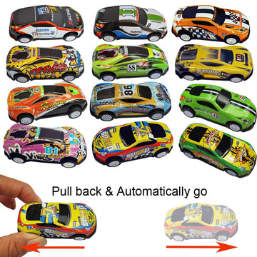 Himeeu 26Pcs Metal Pull Back Racing Car Toy Die Cast Race Cars Vehicles Friction Powered Toddler Boy Toys Color Randomly