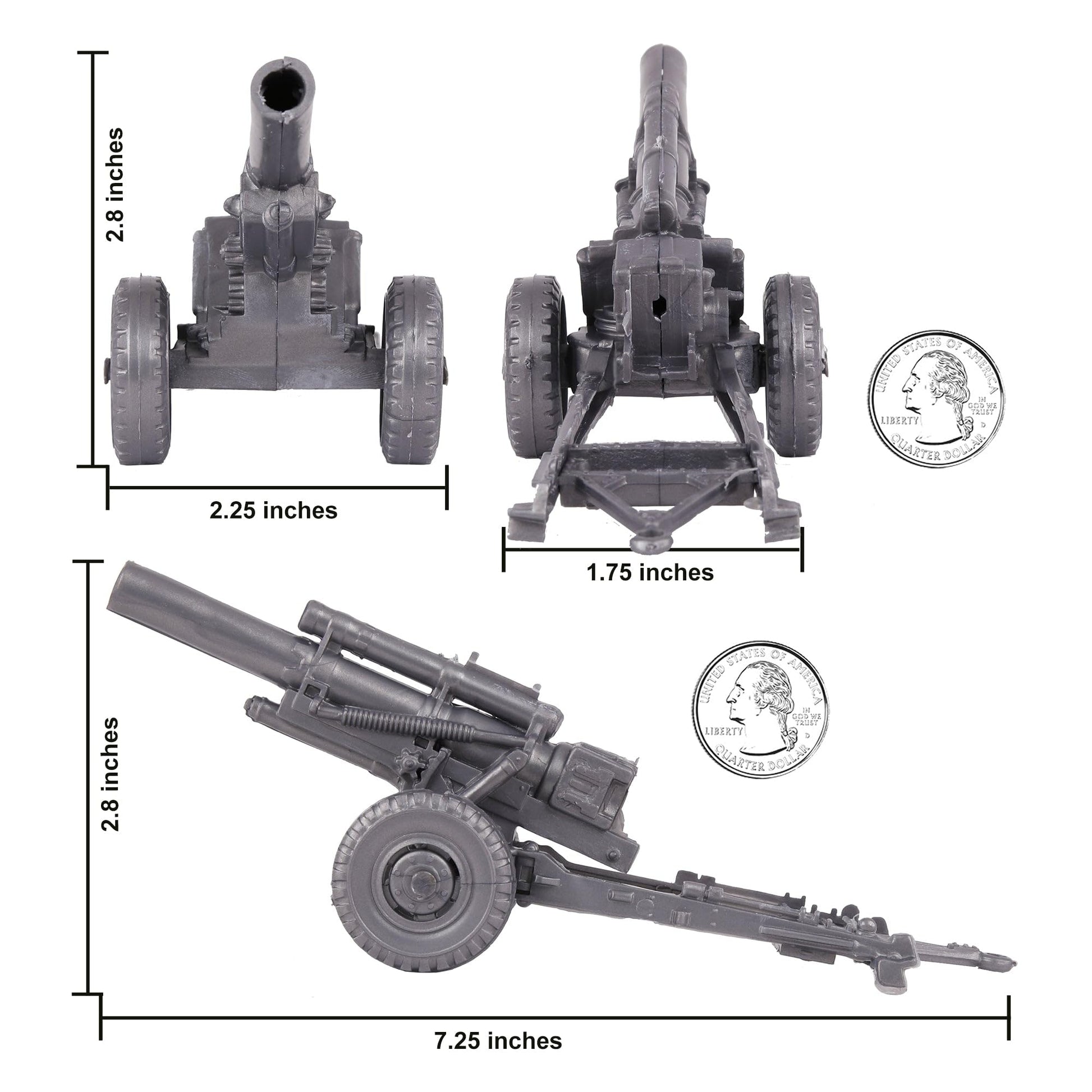 BMC Classic Marx US Military HOWITZERS Silver-Gray 3pc Plastic Army Men Field Artillery
