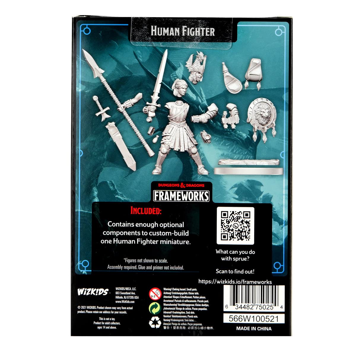 WizKids D&D Frameworks: Human Fighter Female - Unpainted and Unassembled