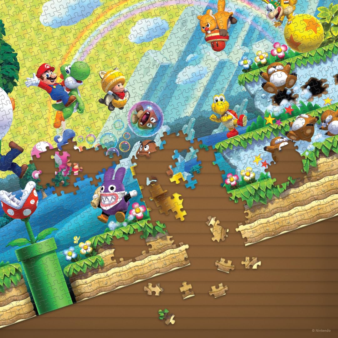 Super Mario “Chaos & Fun” 1,000 Piece Jigsaw Puzzle, Dimensions 19” x 27”, Collectible Puzzle Artwork Featuring Mario, Luigi, Nabbit and More!