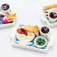 3 Pcs Dollhouse Miniature Food Trays - Handmade Clay Pancake, Burger & Sandwich Coffee Sets on Plastic Trays (1.5 x 2 Inch), 1/6 Scale Dollhouse