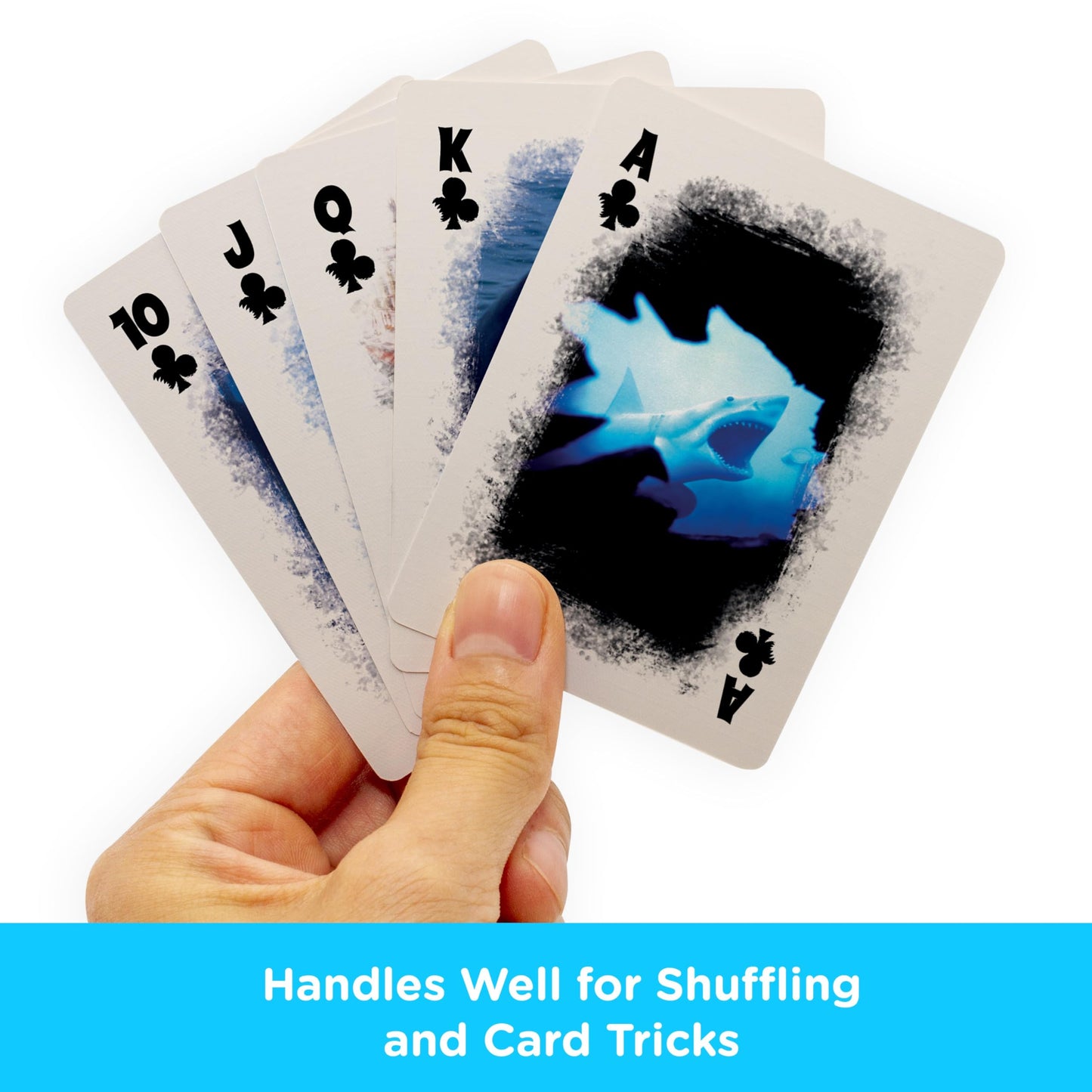 Aquarius Jaws Playing Cards Standard Size - Themed Novelty Deck with 52 Unique Shark Designs - Collectible Merchandise Gift for Teens and Adults