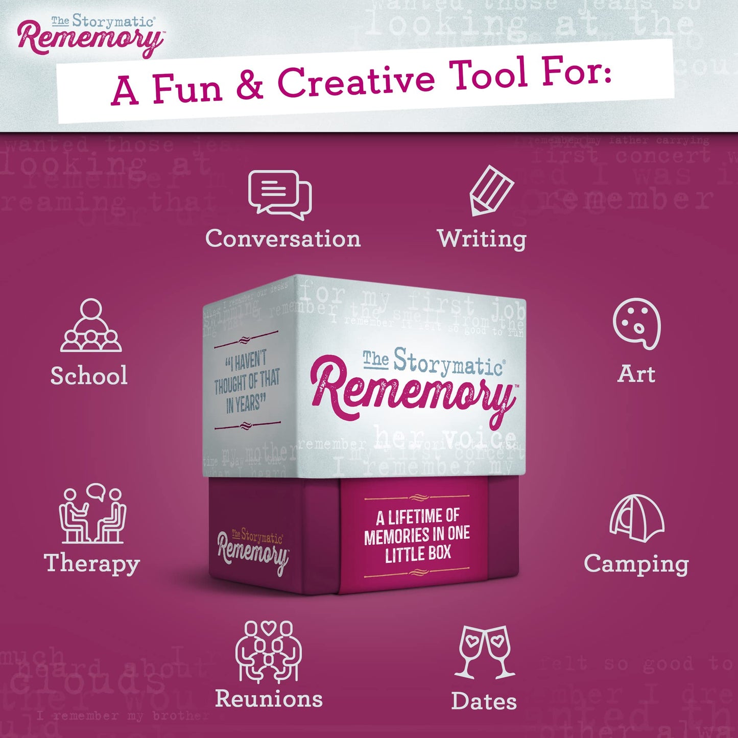 Storymatic Rememory - Writing Prompt and Memory Prompt - Conversation Cards for Family and Friends