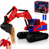 PixelWoW Remote Control Excavator for Kids, RC Construction Excavator with Movable Arm, 2 Rechargeable Batteries and Auto Demo Mode, Birthday Gifts