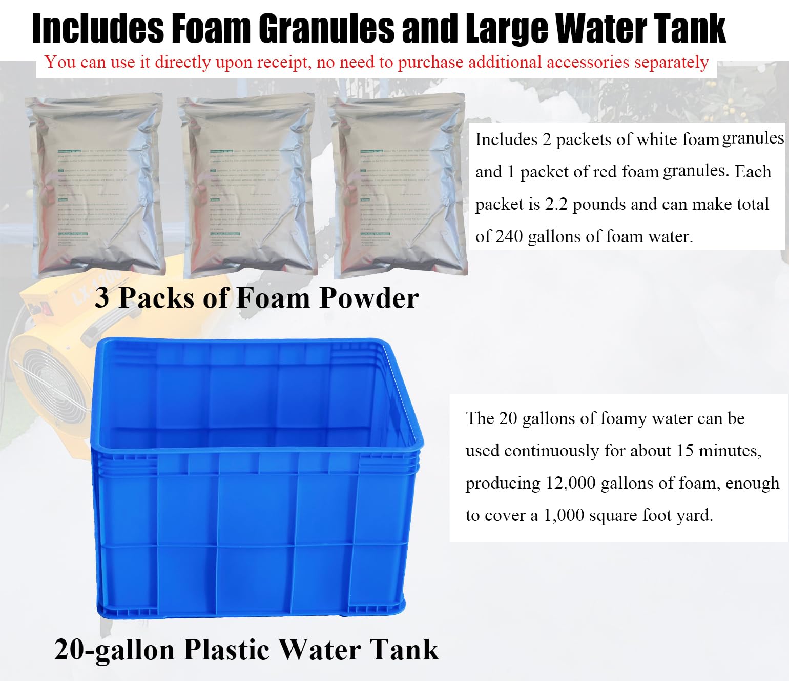 LANGXUN 2026 Upgrade Foam Machine for Party, 1200W High Power Foam Maker Cannon Bubble Machine, Outdoor Summer Pool Party Water Toys for Birthdays