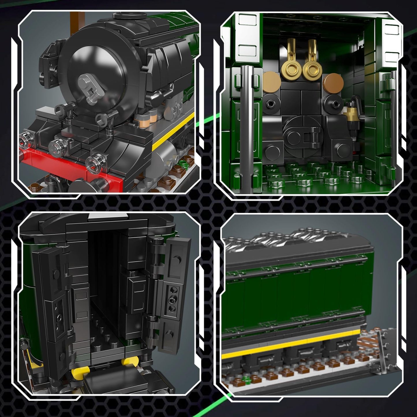 Mould King 12044 Flying Scotsman Steam Locomotive Model Building Kit, 1766+ Pieces Large Scale Train Set with Display Tracks and Freight Car, Assembly