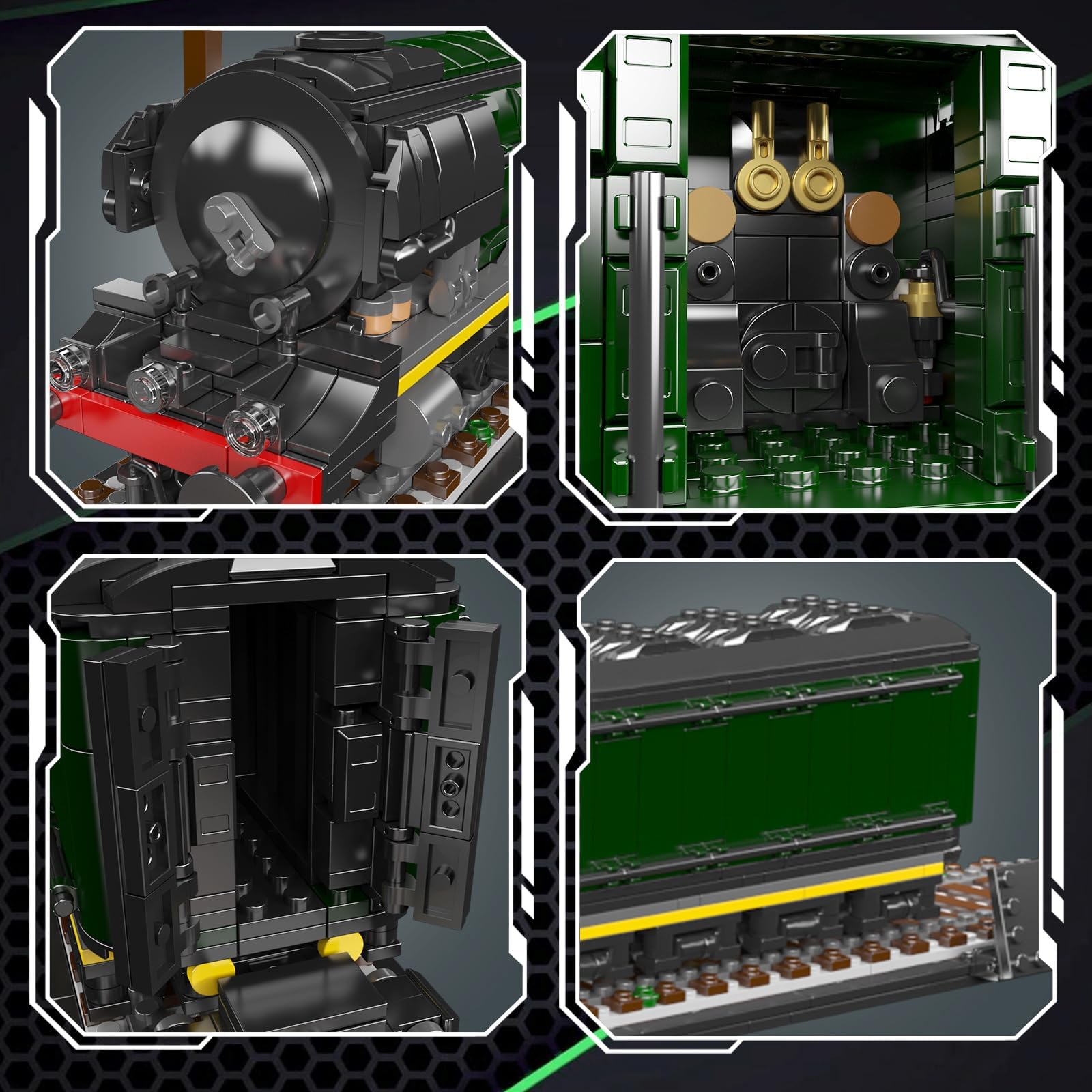 Mould King 12044 Flying Scotsman Steam Locomotive Model Building Kit, 1766+ Pieces Large Scale Train Set with Display Tracks and Freight Car, Assembly