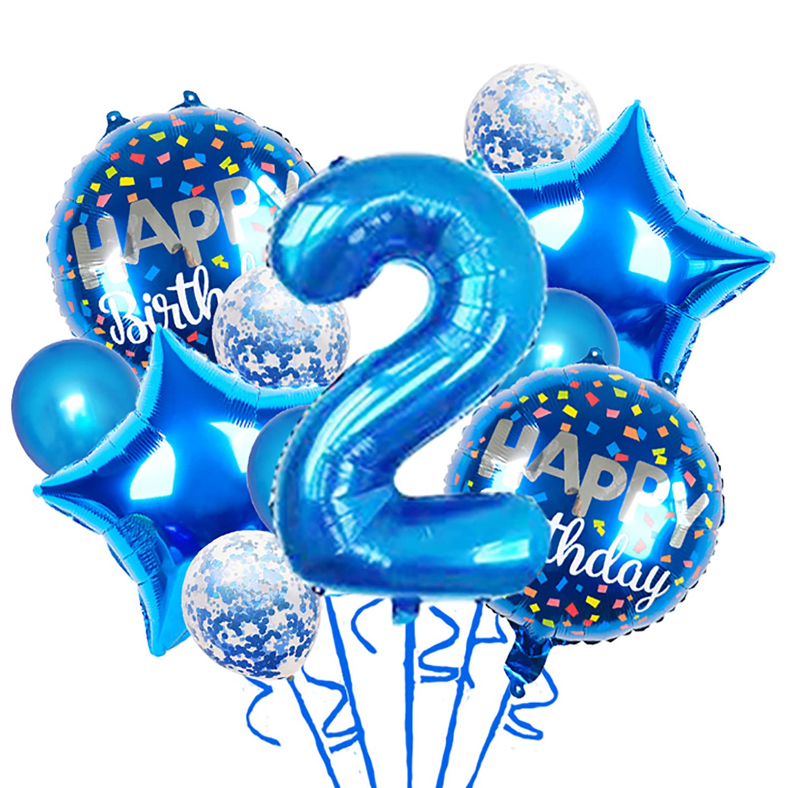 Balloons, 11 pcs Foil Balloons 2 year old for 2st Birthday Party Supplies Decoration? Confetti Balloon Kids Party Balloons Birthday Party Supplies 2