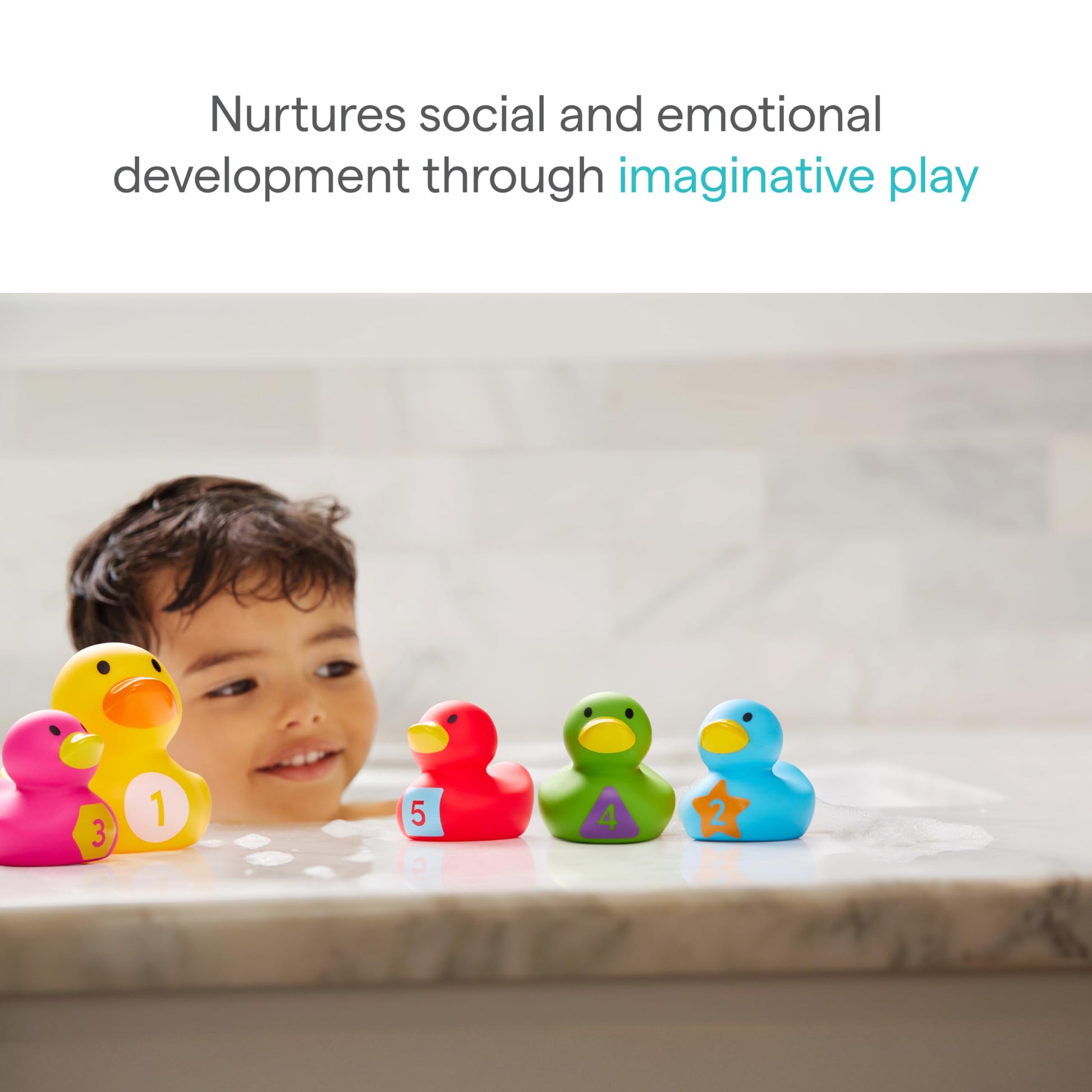 Munchkin Count & Quack Duckies Bath Toys for Toddlers and Babies, Watertight Mama Duck and Ducklings, Kids 9+ Months, Helps Teach Numbers, Counting