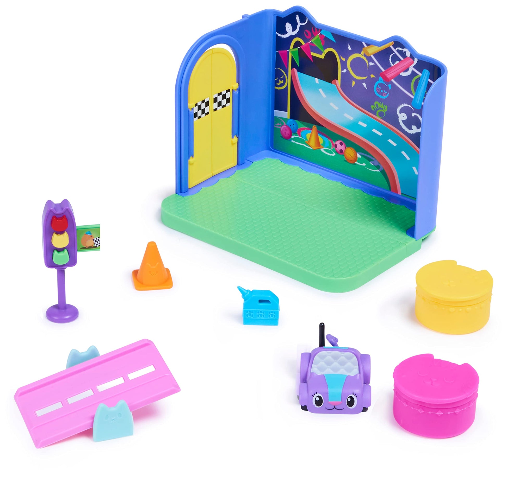 Gabby's Dollhouse, Carlita Purr-ific Play Room with Carlita Toy Car, Accessories, Furniture and Dollhouse Deliveries, Kids Toys for Ages 3 and up