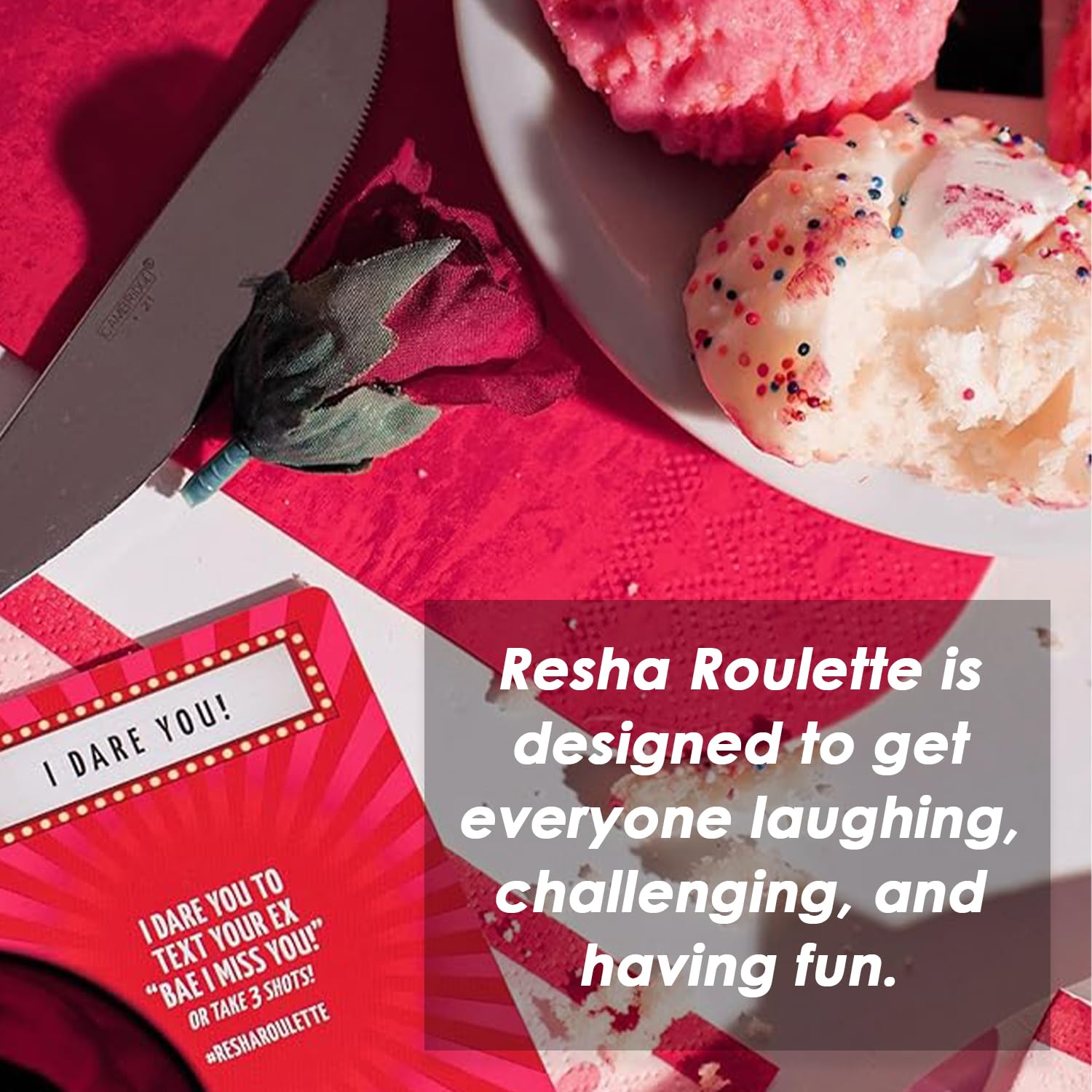 Caresha Please Resha Roulette Card, A Drinking Card Game for Parties and More, Includes 120 Cards and 4 Shot Glasses, Adult Drinking Game, Roulette