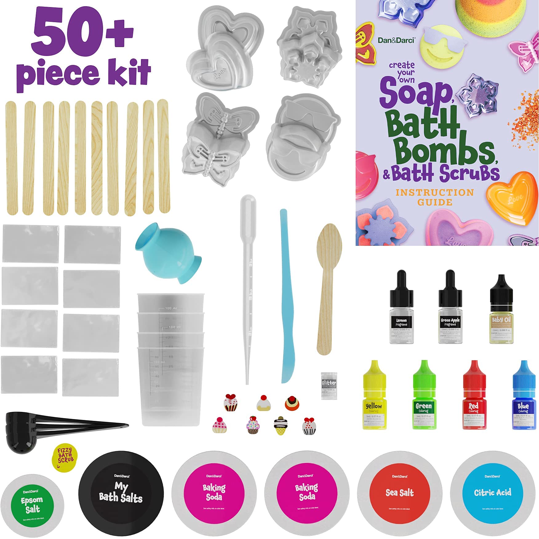 Dan&Darci Soap & Bath Bomb Making Kit for Kids, 3-in-1 Spa Science Kits, Craft Gifts for Girls & Boys Age 6-12 Year Old Girl Crafts: DIY Experiment