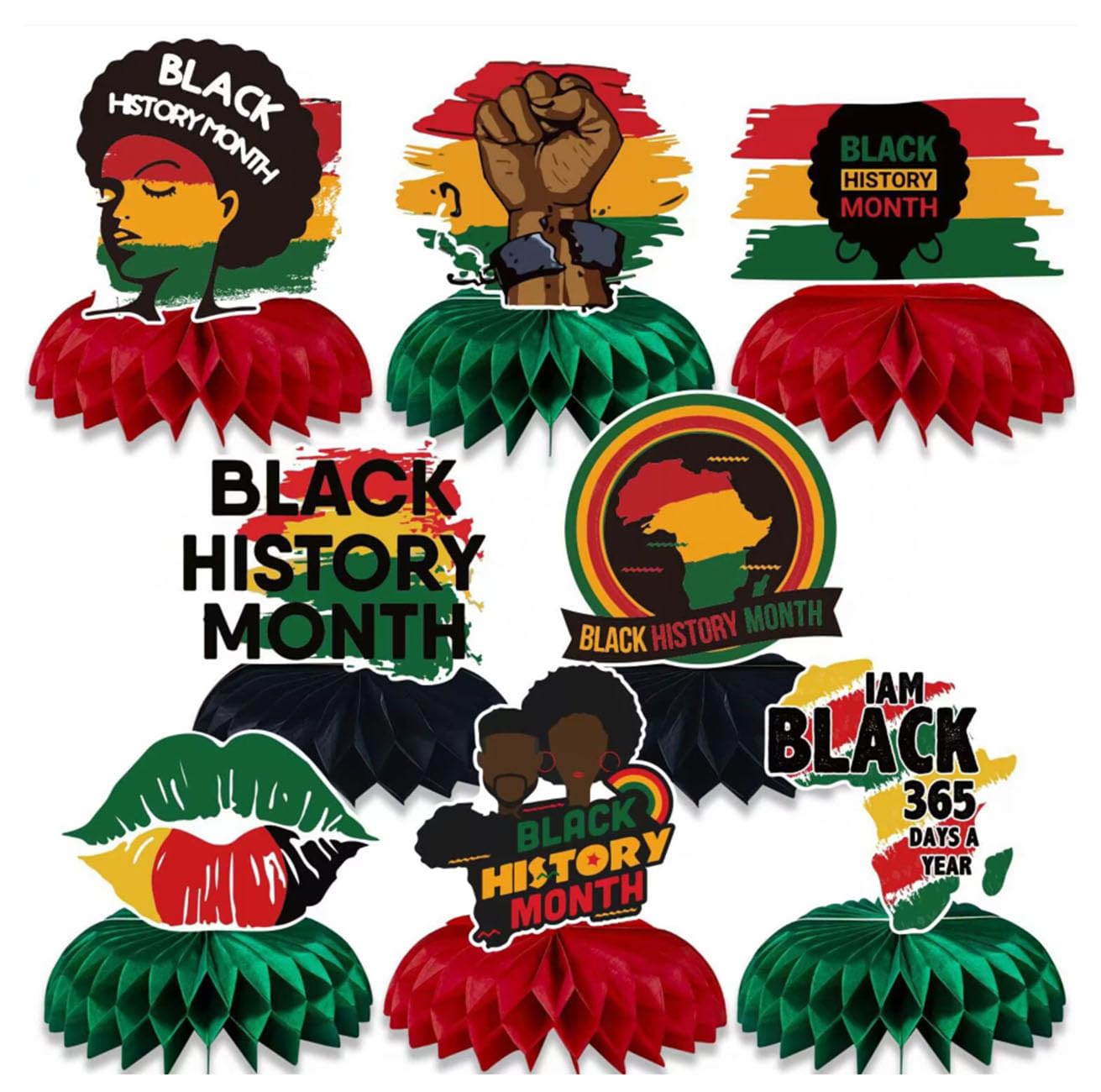 Black History Month Party Honeycomb Centerpieces For African American Table Decorations,African American History Celebration Centerpieces Party