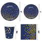 175PCS Blue Plates and Napkins Party Supplies, Blue and Gold Party Decorations Serve 25 Guests - Royal Blue Paper Plates for Birthday 2026 Graduation