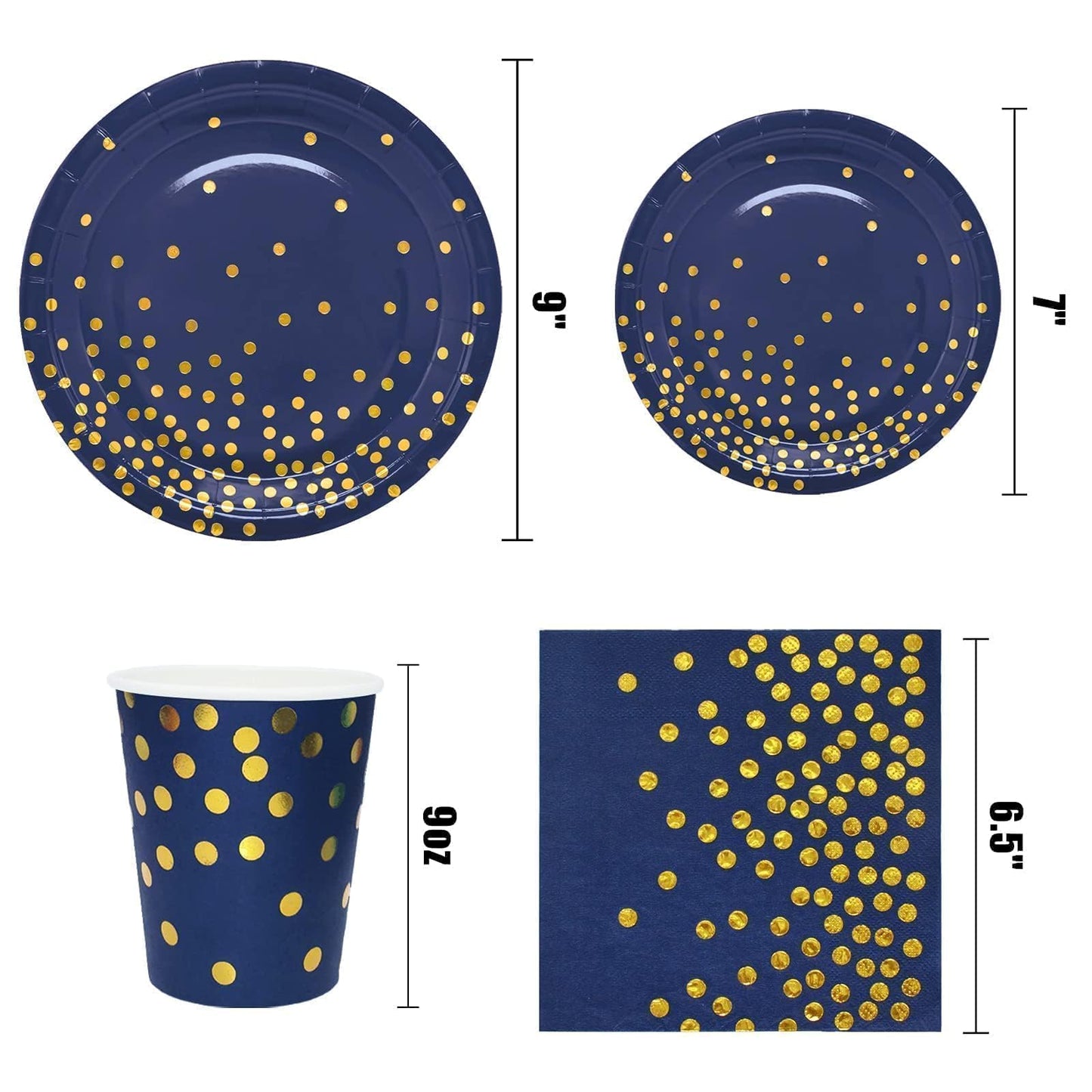 175PCS Blue Plates and Napkins Party Supplies, Blue and Gold Party Decorations Serve 25 Guests - Royal Blue Paper Plates for Birthday 2026 Graduation