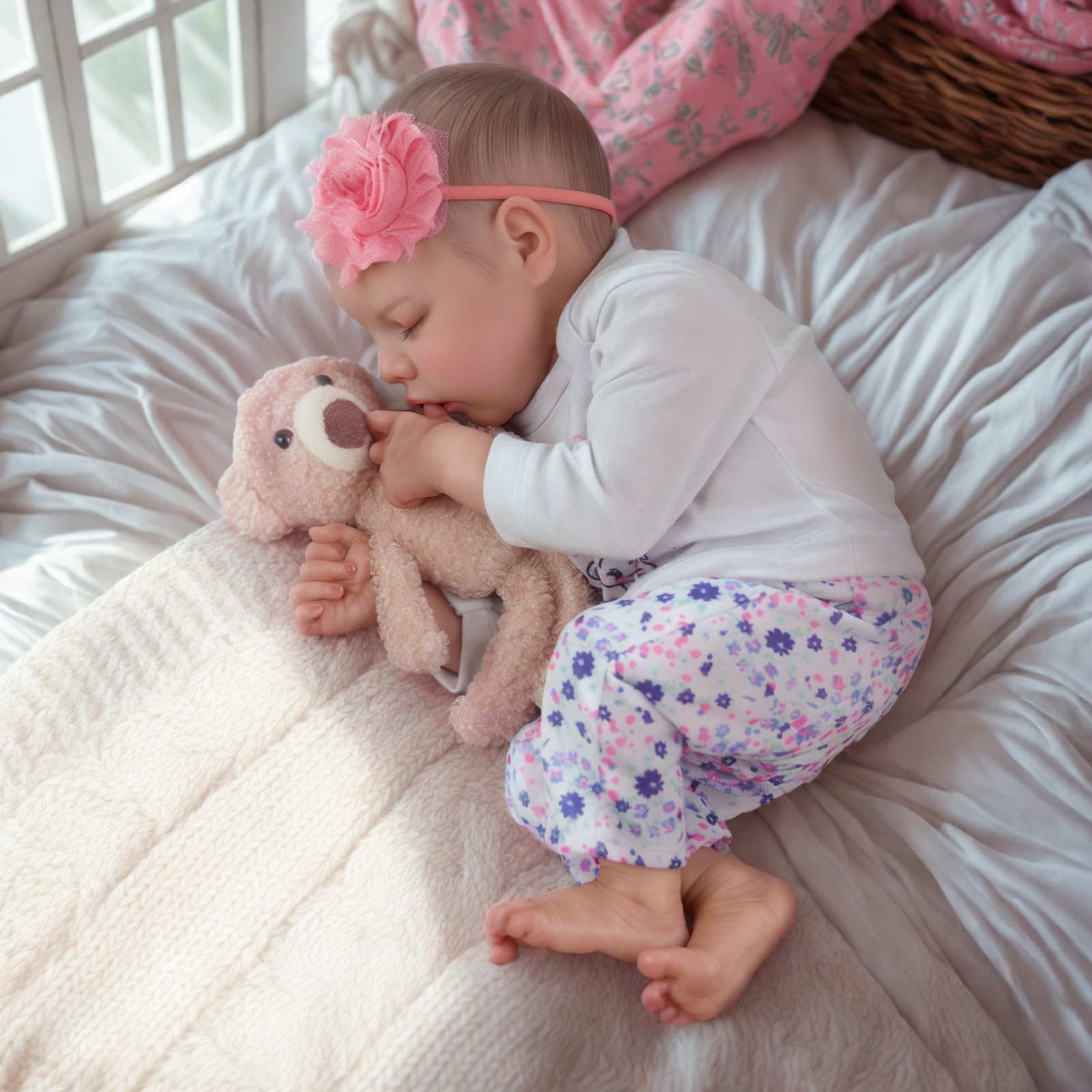 JIZHI Lifelike Reborn Baby Dolls Girl, 17 Inch Real Baby Doll Soft Body Realistic Newborn Vinyl Silicone Baby Doll Full Body Poseable Real Life Baby