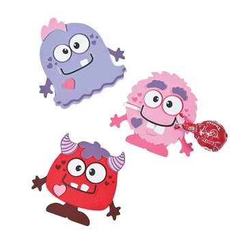 Fun Express Valentine Monster Sucker Holder Craft Kit - 12 Pieces