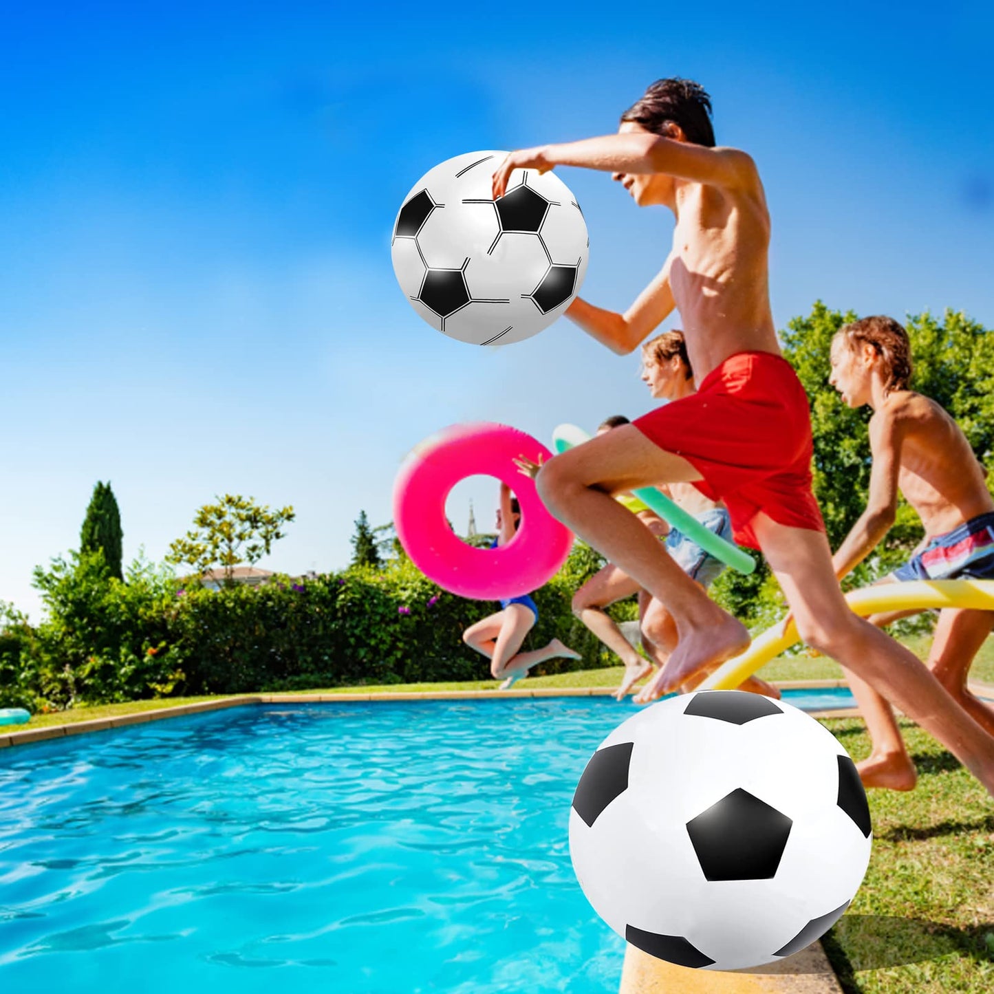4 Pack Giant Inflatable Soccer Ball 27 Inch Large Beach Balls Bulk Toys