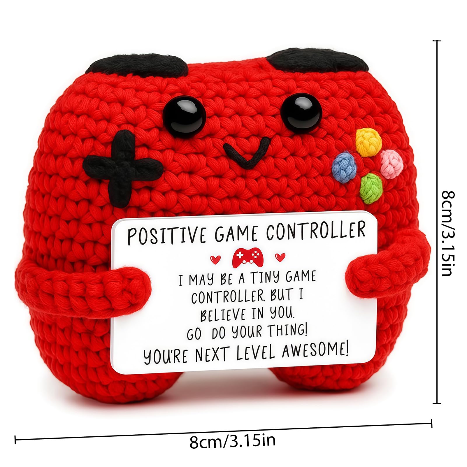 ZZOZPOP 1-Piece Handmade Crochet Game Controller Plush, Positive Game Controller Gift, Emotional Support Crochet, Ideal for Teen Gifts & Birthday