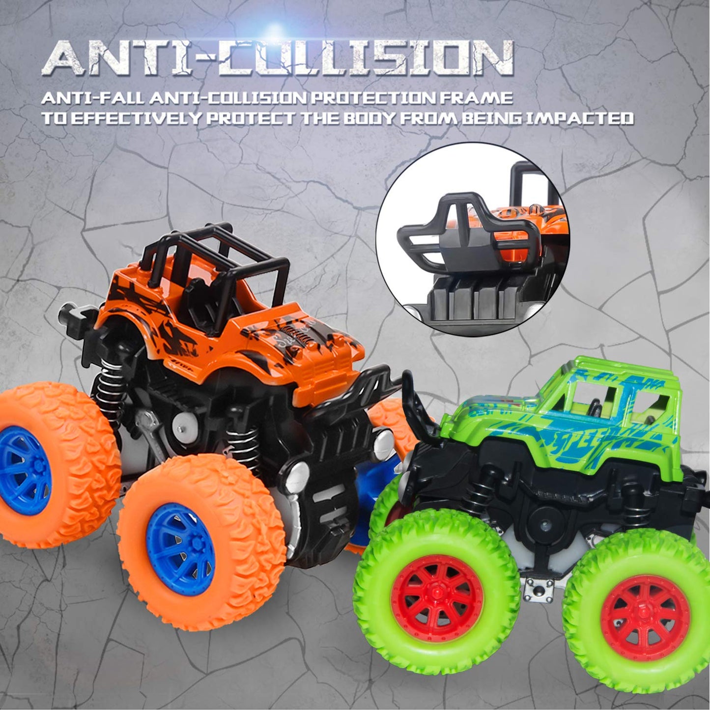Monster Truck Toys - Friction Powered Toy Cars Push and Go Truck Toys for Toddlers Kids Age 2-4 3-5 4-7 Best Christmas Birthday Party Children's Day
