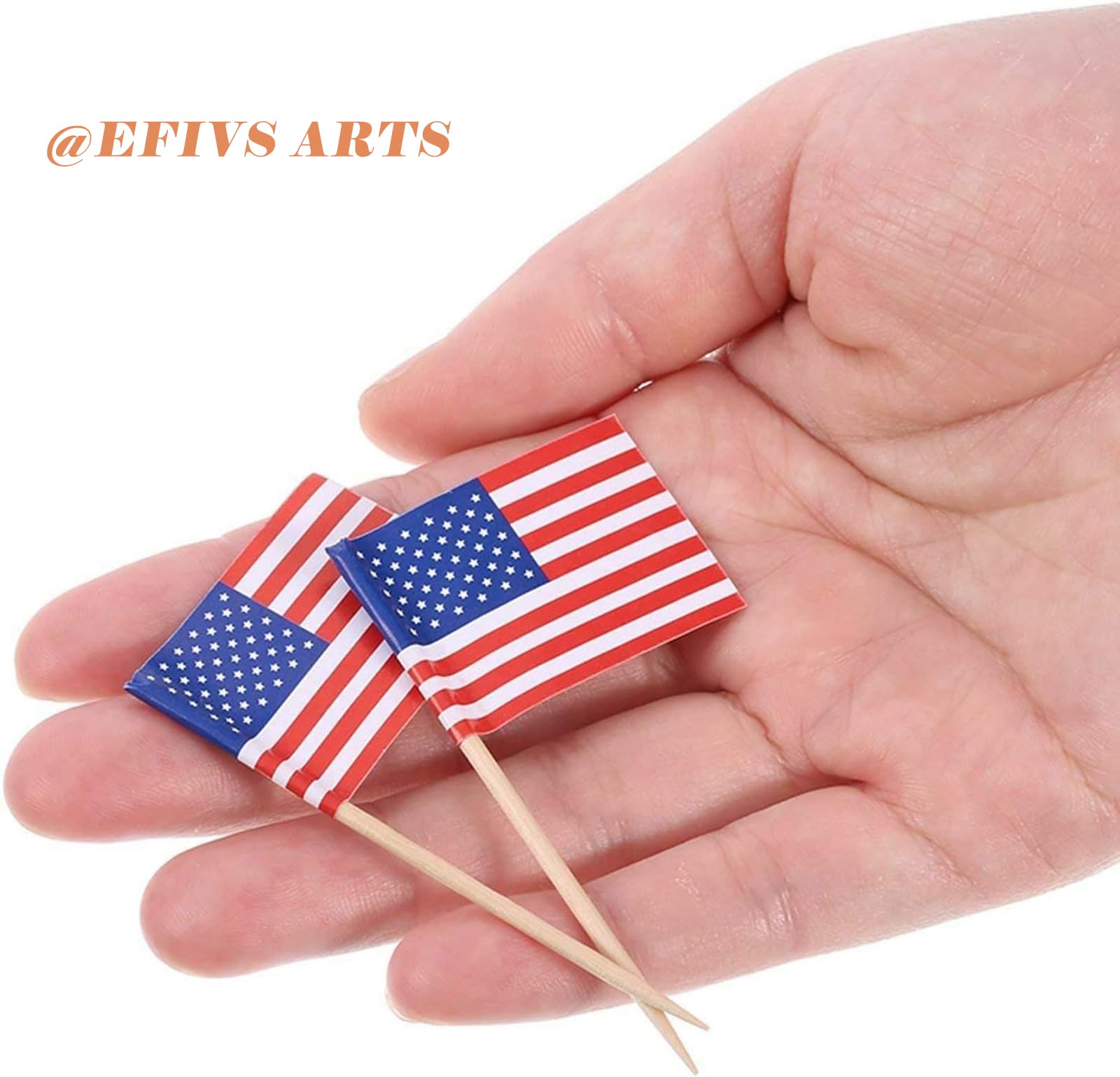 Efivs Arts 100 Pcs 4th of July American Toothpick Flag Toppers Cake Decorations Independence Day Patriotic Cupcake Toppers Picks for Army Graduation