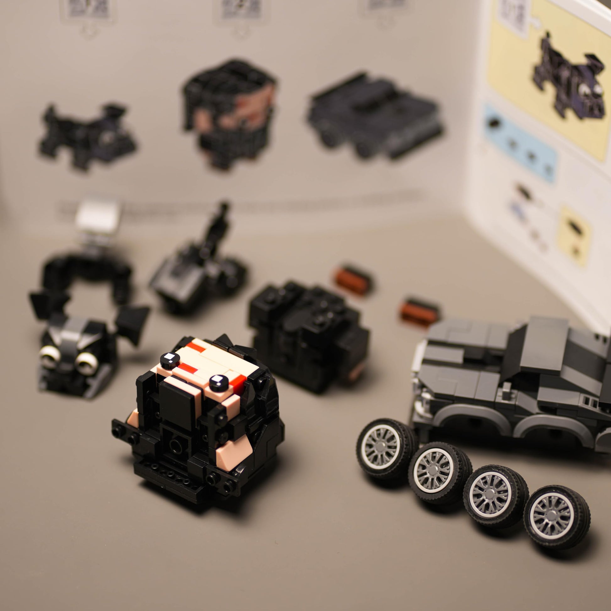 Horror Action Figure & Muscle Car Building Set Compatible with Lego for Adults, John with Dog Buildable Movie Characters, Gifts for Men's Desk Decor