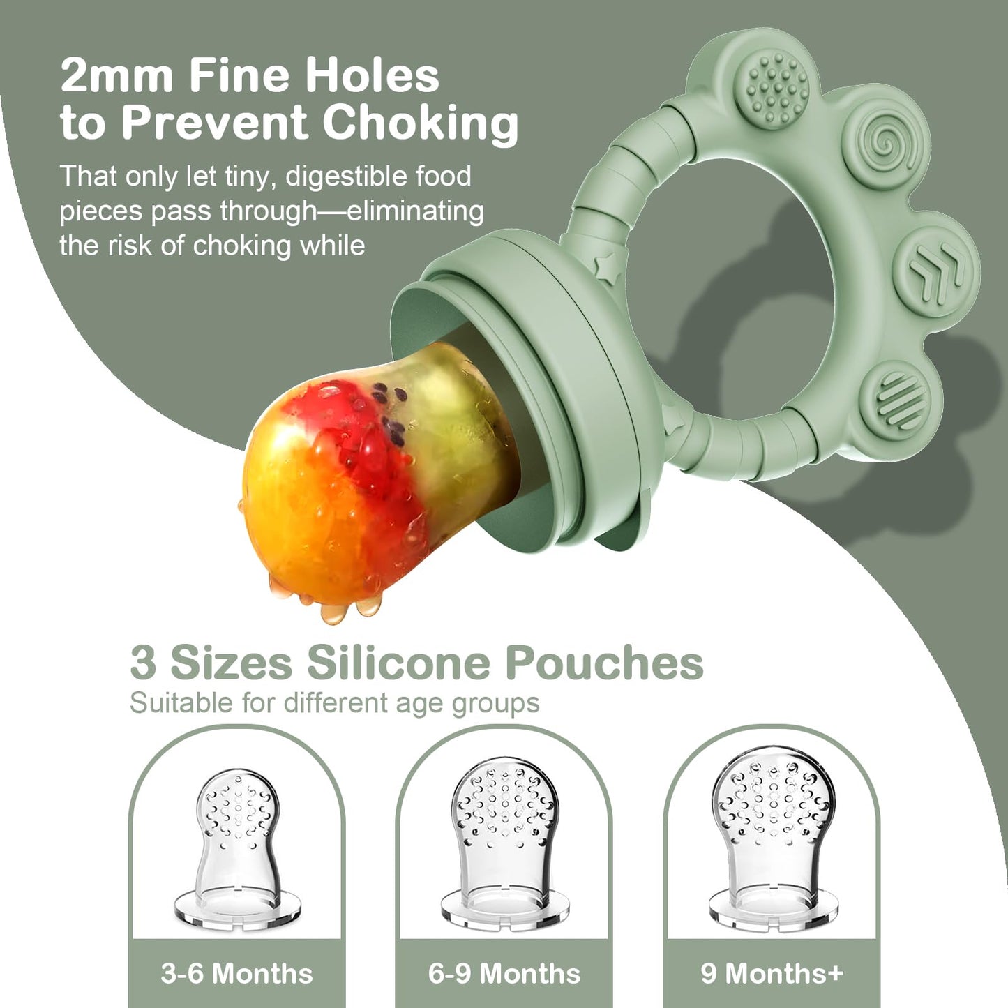 2 Pack Baby Fruit Feeder + Breastmilk Popsicle Molds?Baby Teethers?Perfect for Teething Relief?Fresh Food Feeder for Safe Infant Self Feeding?Extra