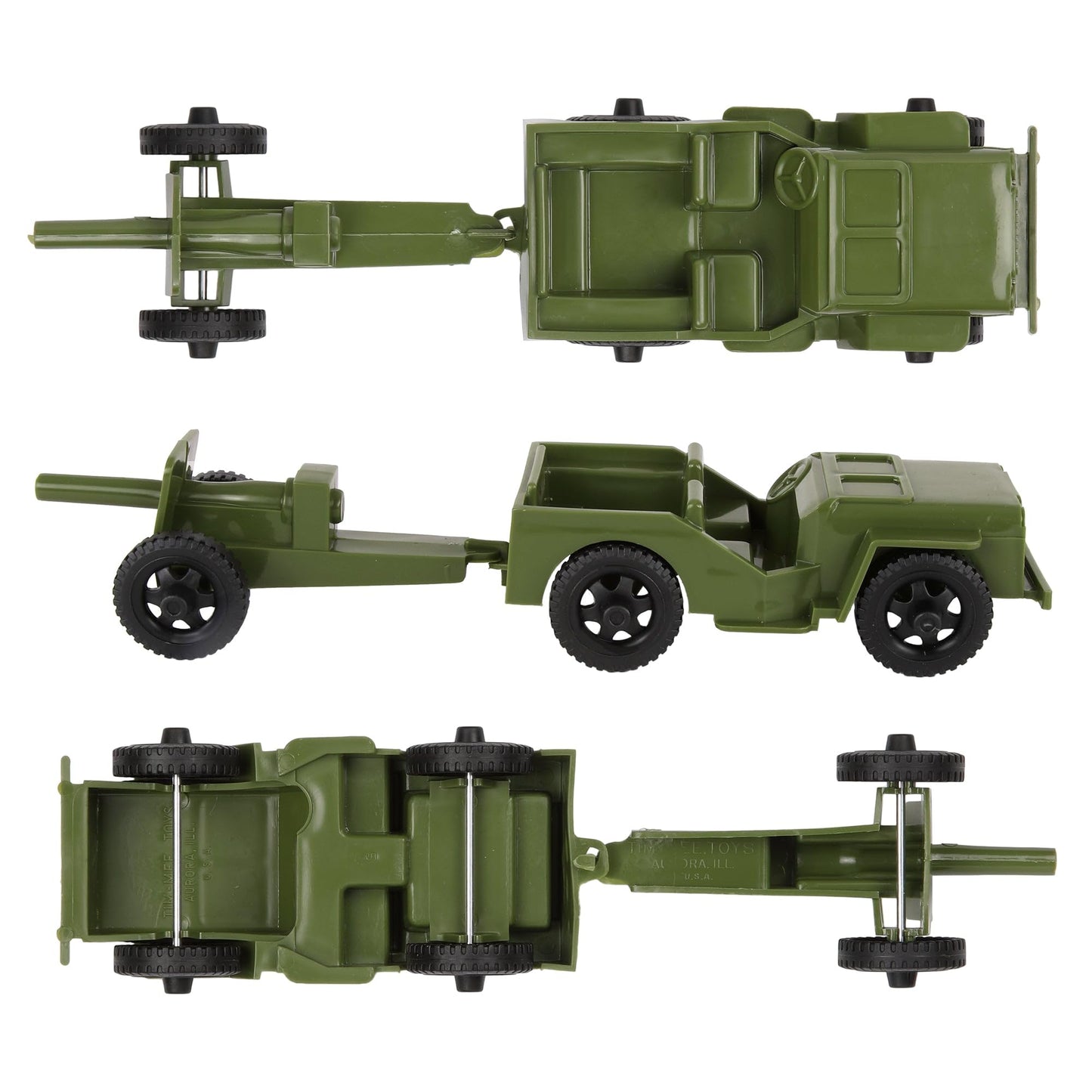 TimMee Combat Patrol Willys & Artillery - OD Green 4pc Playset USA Made