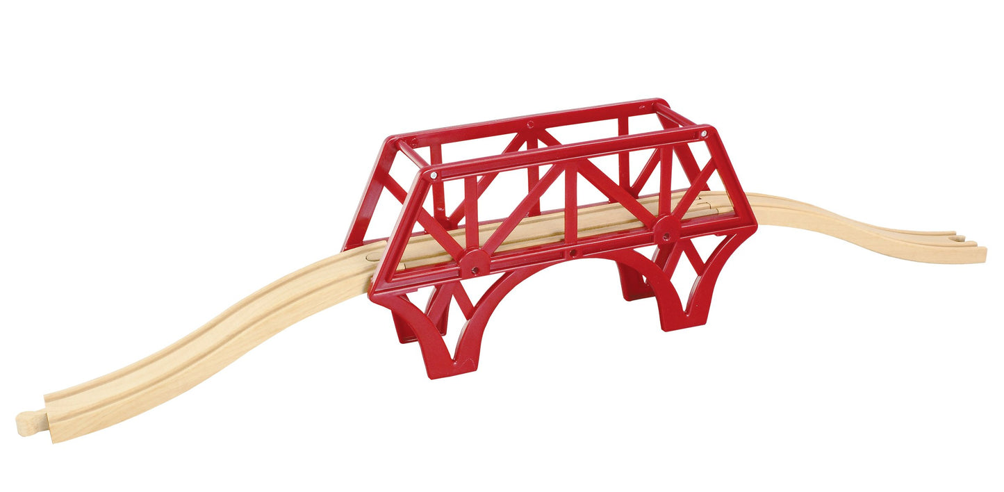 maxim enterprise, inc. 3 Piece Bridge with Ascending Tracks, Durable Plastic and Wooden Railway Suspension Bridge, Accessory Compatible with Major