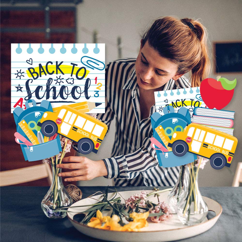 Big Dot of Happiness Back to School - First Day of School Classroom Decorations Centerpiece Sticks - Showstopper Table Toppers - 35 Pieces