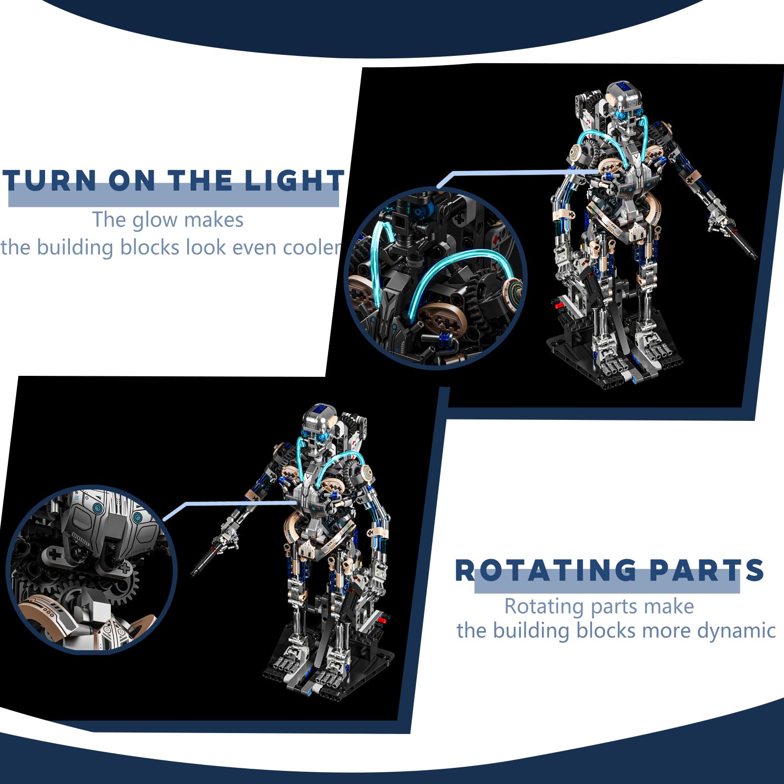 Mechanical Skull Robot Building Blocks Set with Mechanical Movable & Light Effects?Compatible with Lego Animal,Authentically Detailed Build