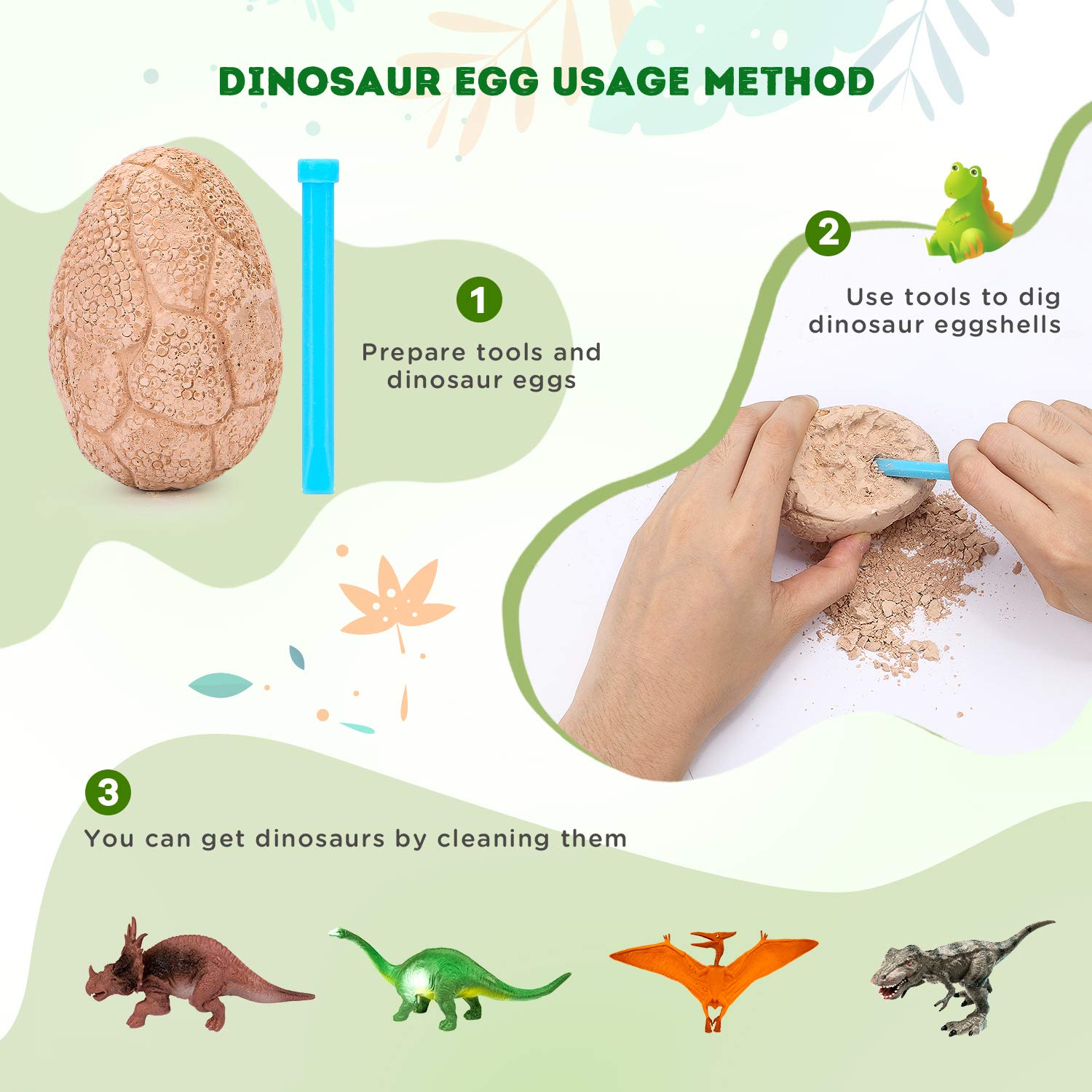 Dig Up Dinosaur Fossil Eggs, Easter Digging Toy for Kids 3-5 6-12