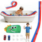 Flexible Race Car Track 6.5 Ft Starter Set with Suction Cups Diecast 1/64th Car for Ages 3 & Up Track Long Rolls Up Portable (6.5Ft Blue&Red)