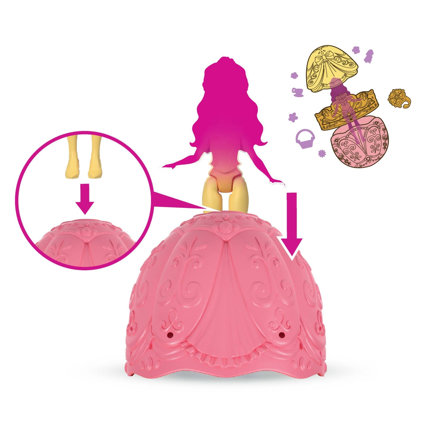 Mattel Disney Princess Toys, Small Doll Easter Egg Surprise with 1 Princess, 2 Skirts & 10 Play Accessories (Styles May Vary), Inspired by Movies