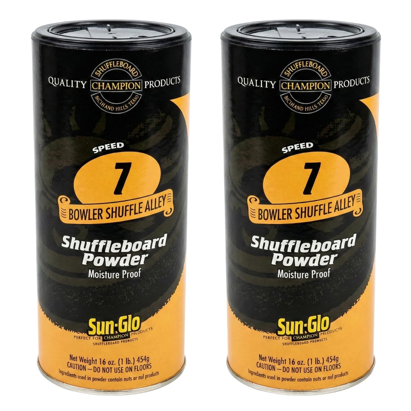 Sun-Glo Speed 7 (Shuffle Alley) Shuffleboard Powder - The Slowest Sand Rating for 9-Foot Tables & Arcade Games - 16 oz Shaker Can (2-Pack)