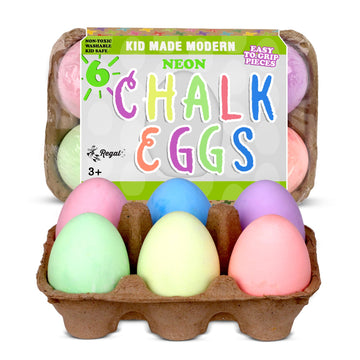 Kid Made Modern Sidewalk Chalk Set for Kids - Washable, Neon Colored Egg Chalk for Outdoor Play and Chalkboard Art - Ages 3+ (6 Pieces, Multicolor)