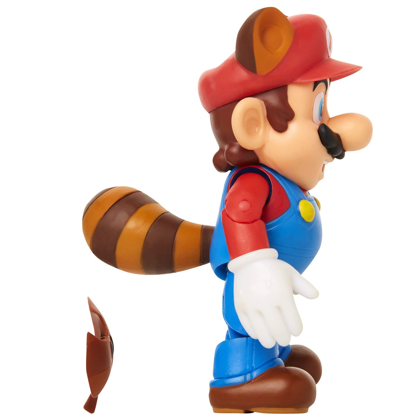 Super Mario Collectible Raccoon Mario 4" Poseable Articulated Action Figure with Leaf Accessory, Perfect for Kids & Collectors Alike! for Ages 3+