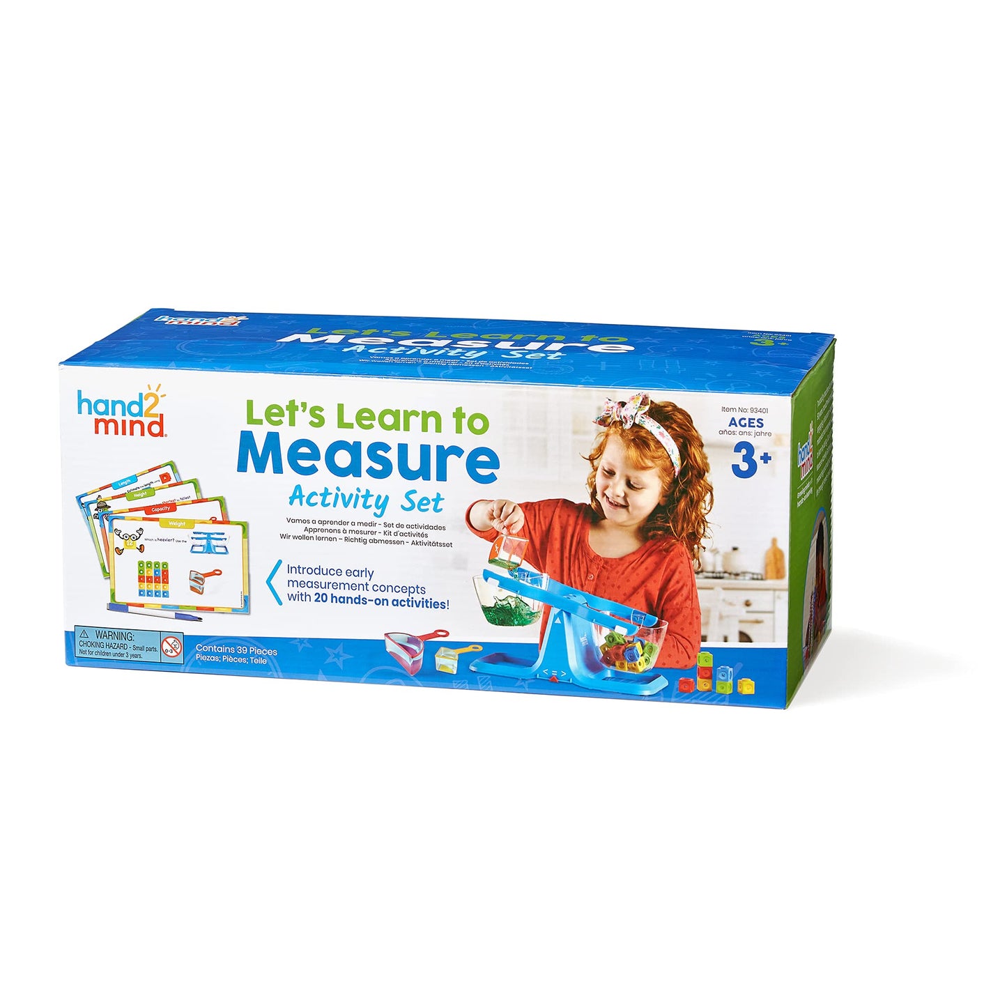hand2mind Let's Learn to Measure Activity Set, Kids Measuring Cups, Bucket Balance, MathLink Cubes and Activity Cards Set, Teacher Supplies, Classroom