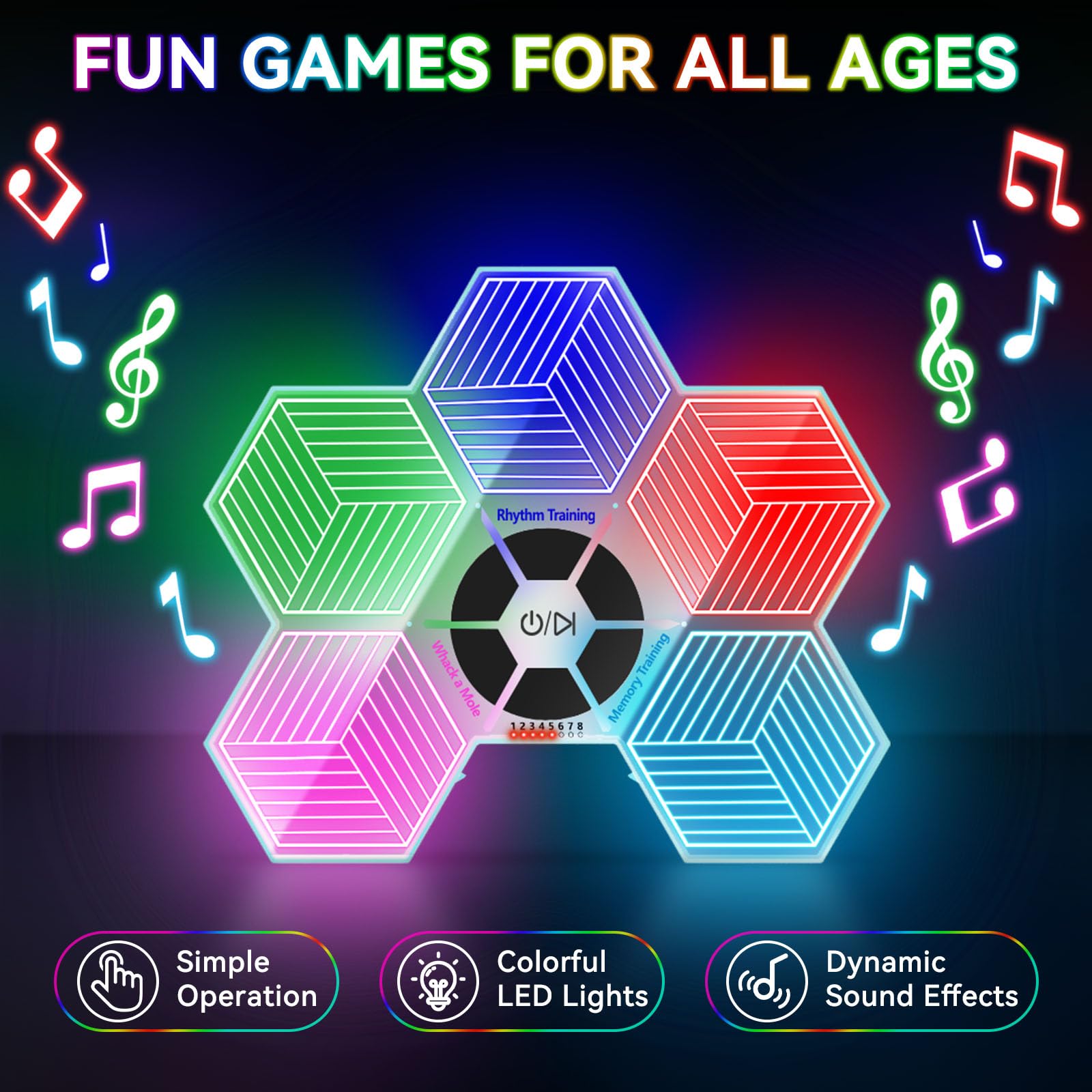 ETPlanet Light Up Memory Game Handheld Electronic Toys with Lights and Sound Effects, Smart Multi-Function Desktop Metronome, Puzzle Memory Rhythm