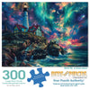 Bits and Pieces - 300 Piece Jigsaw Puzzle for Adults - 18" x 24" - Aurora Sky - 300 pc Large Piece Northern Lights Lighthouse Jigsaw by Shawna Stewart