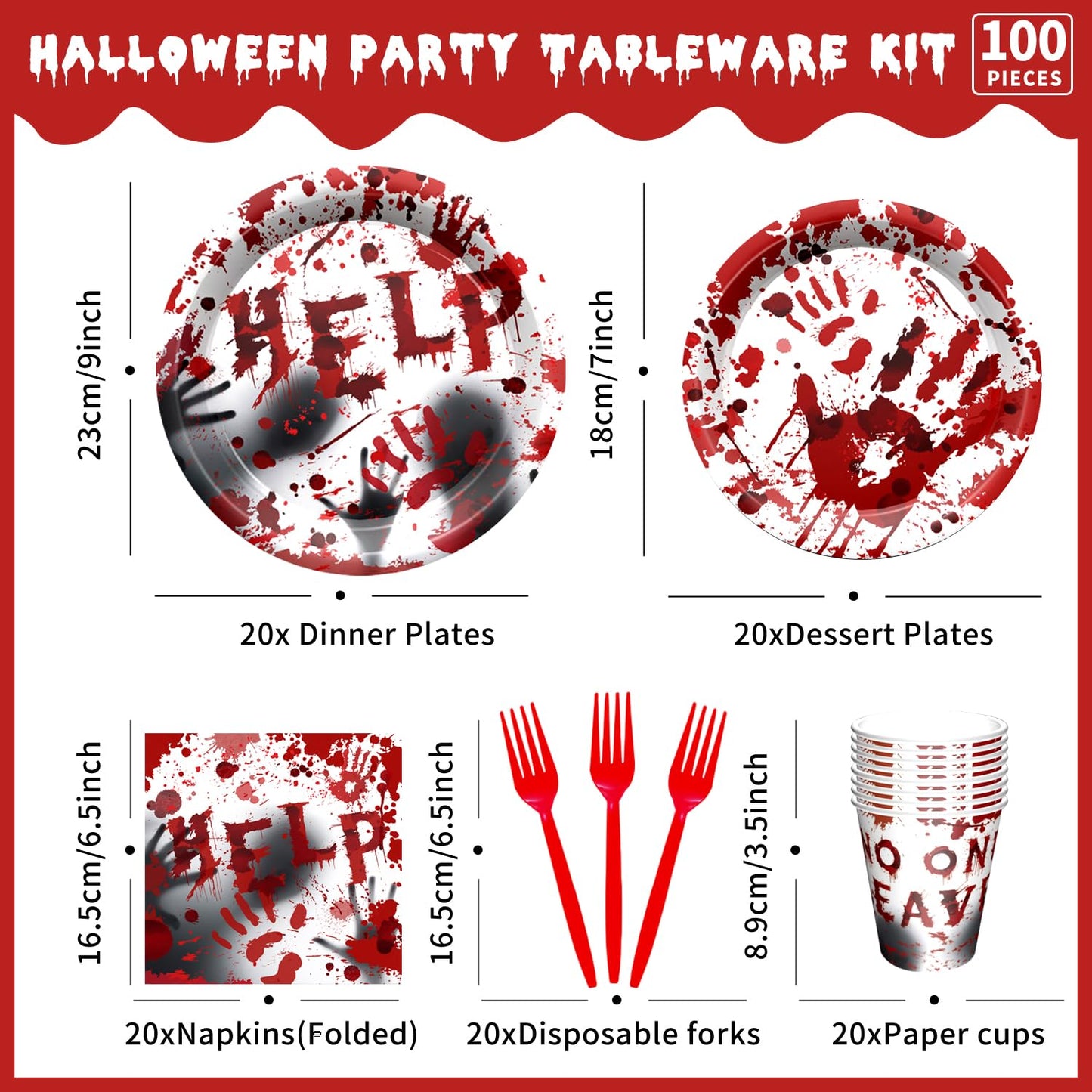 Halloween Bloody Party Plates Supplies Tableware Bloody Plates and Npkins