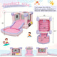 AKEYDIY Pastel Dream Bounce House for Kids 3-10, 161x82x63 inch Water Bounce House w/Slide,Ball Pit/Pool, Pink Bounce House UL Blower &50 Plastic