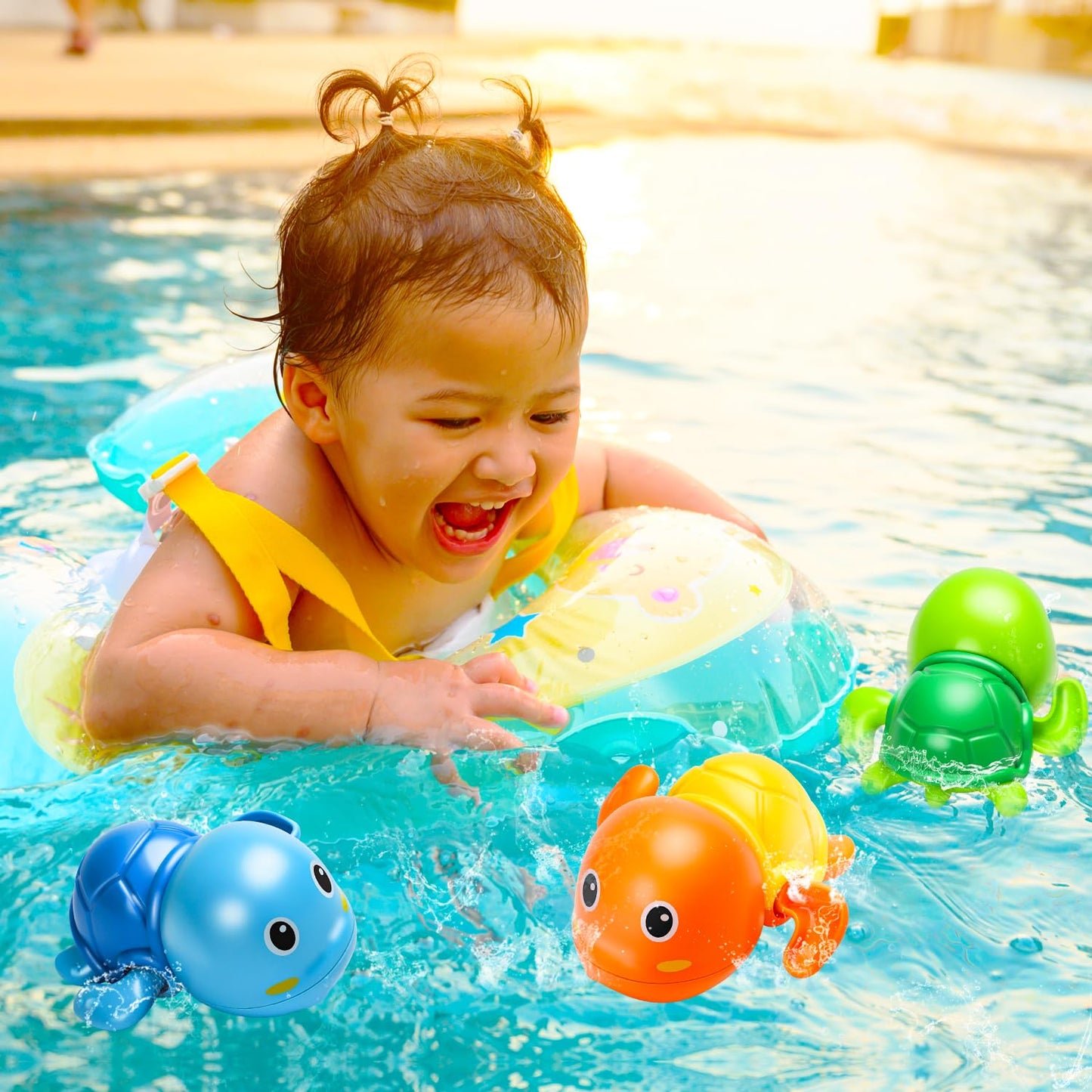 Bath Toys, Cute Swimming Turtle Baby Bath Toys for Toddler 1-3, Water Pool Floating Wind Up Toys for 1 Year Old Boy Girl Gifts, Infant Toddlers Kids