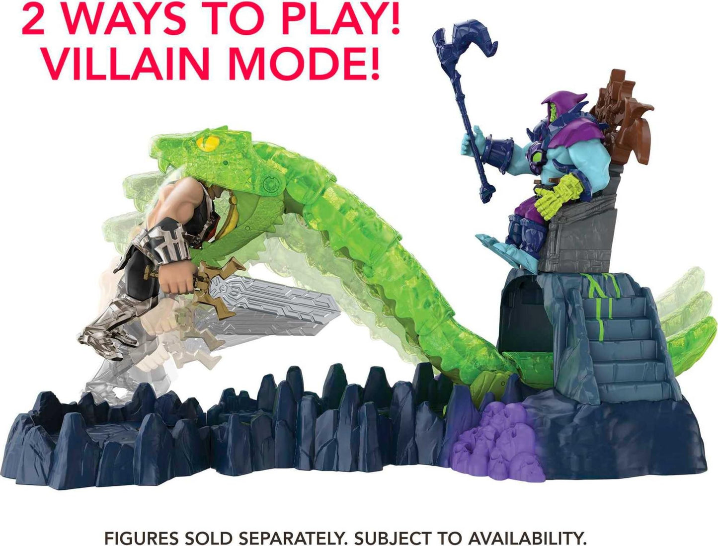 He-Man and The Masters of The Universe Chaos Snake Attack Playset, Skeletor Fortress with 2 Action Figures (He-Man & Skeletor), Gift for Adult