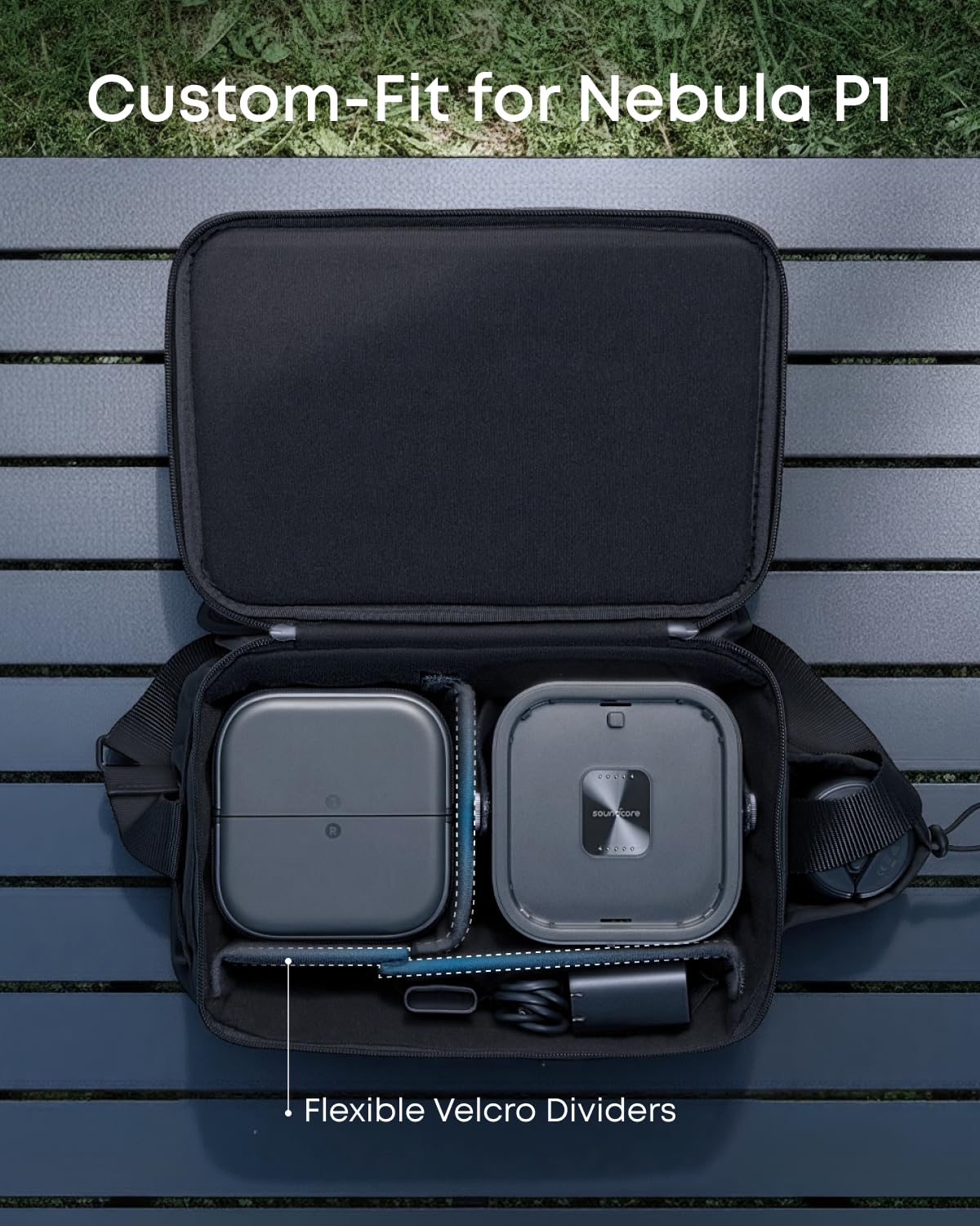 Soundcore Nebula Portable Carry Bag for P1&P1i Projector, Compact and Lightweight Travel Case with Adjustable Storage, Shoulder Strap, and Durable