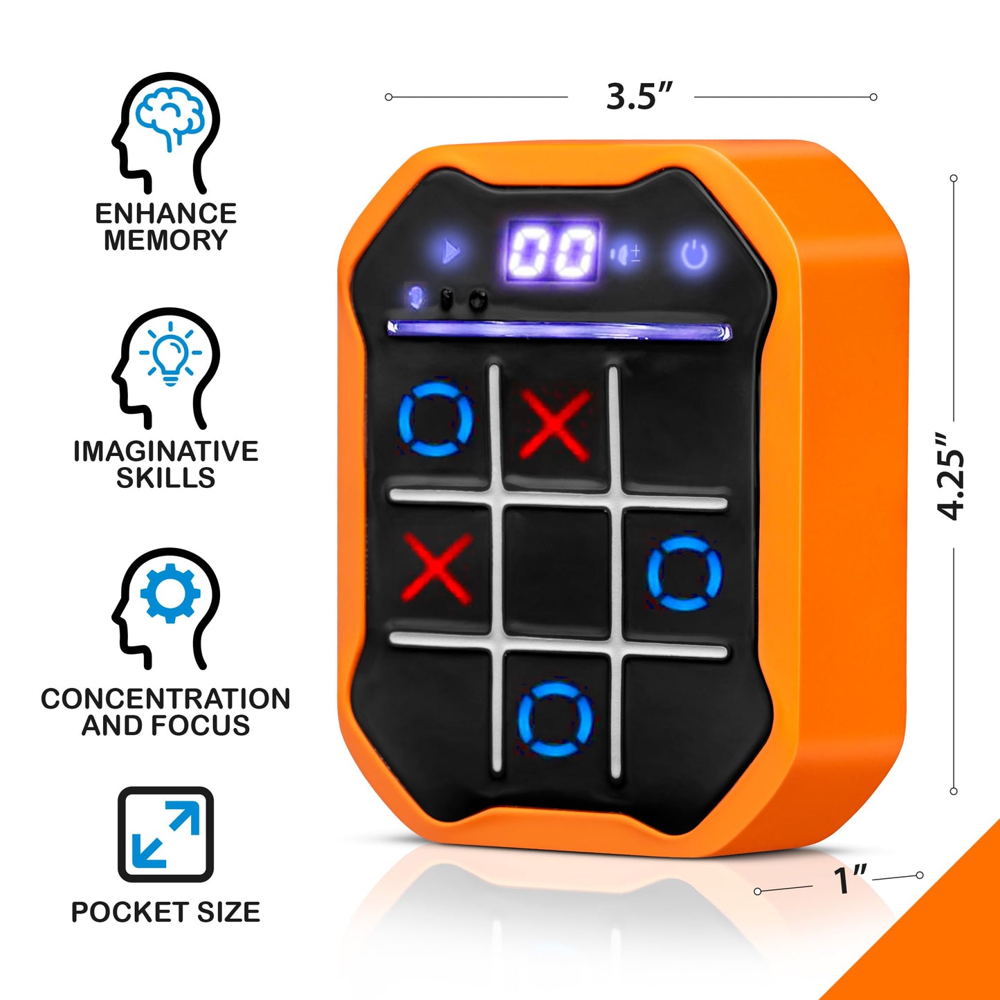 Electronic Tic-Tac-Toe Handheld Game | 3-in-1 Memory & Brain Games | Birthday Gift for Kids and Adults | Touchscreen Travel Friendly with Sound &