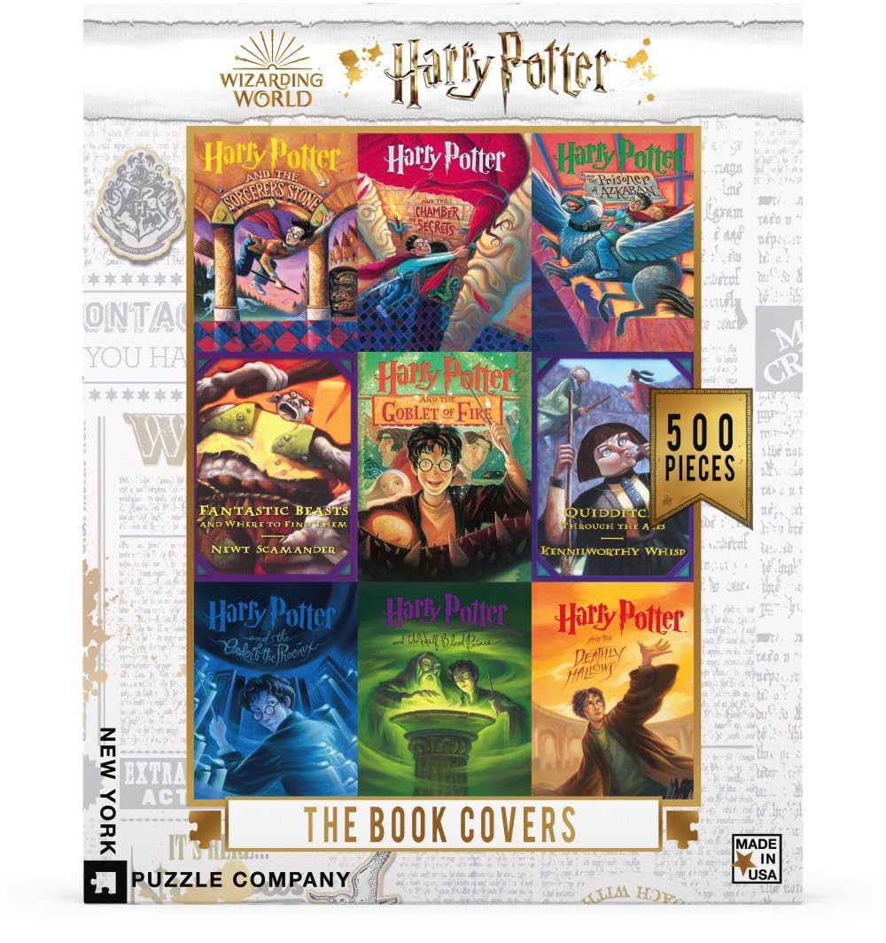 New York Puzzle Company - Harry Potter Book Cover Collage - 500 Piece Jigsaw Puzzle for Family Game Nights by Mary GrandPré
